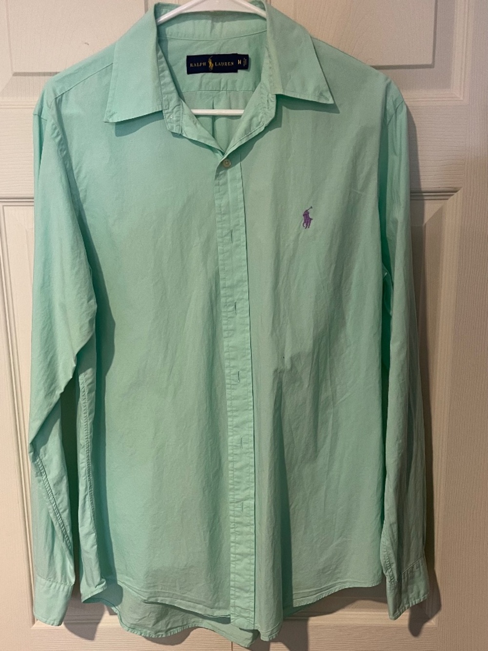 Ralph Lauren 100% Cotton Light Green Long Sleeve Button Down Size M